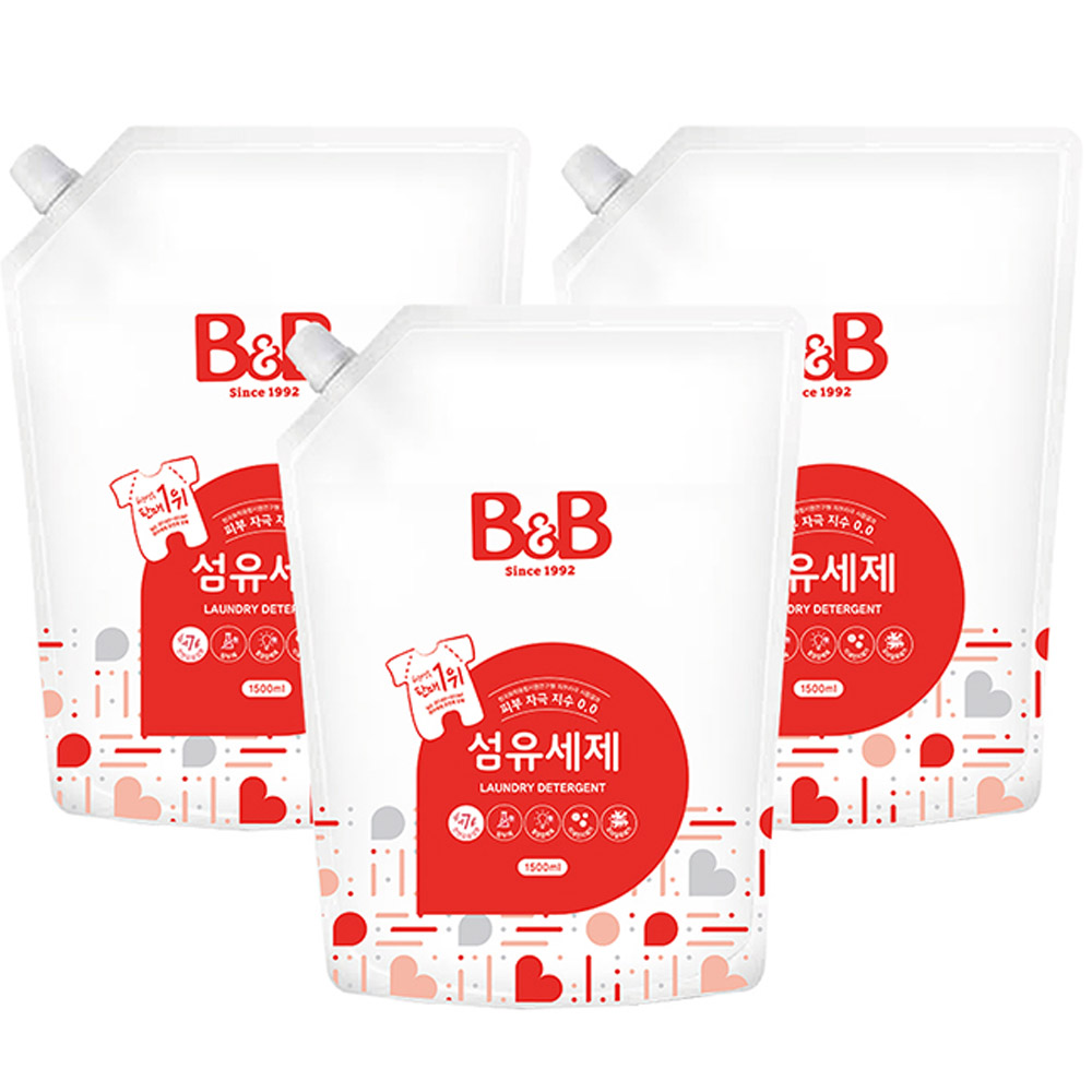 비앤비 섬유세제 리필, 1.5L, 3개