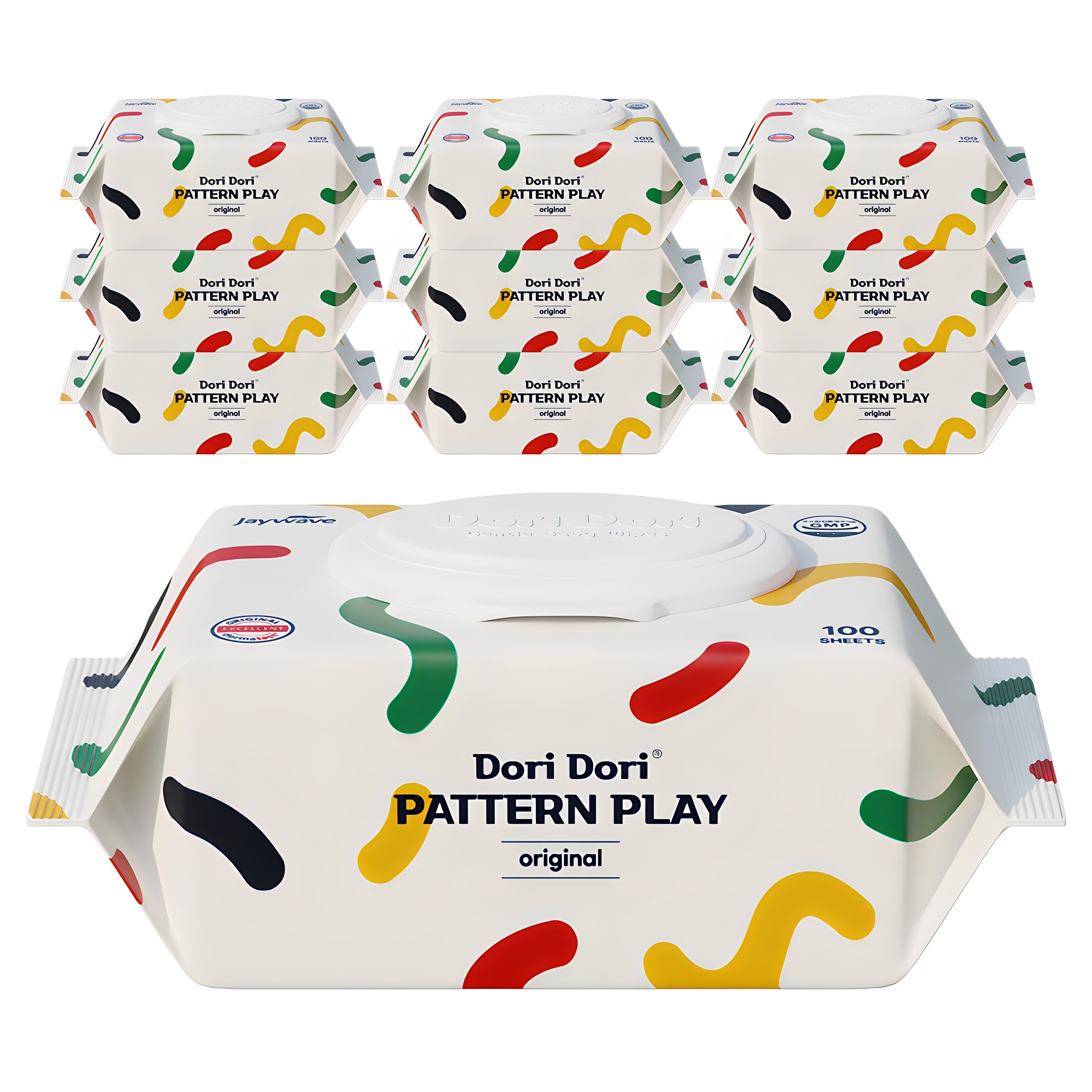 도리도리 패턴플레이 오리지널 더 도톰한 아기물티슈 캡형 55gsm, 10세트, 100개입, 55g